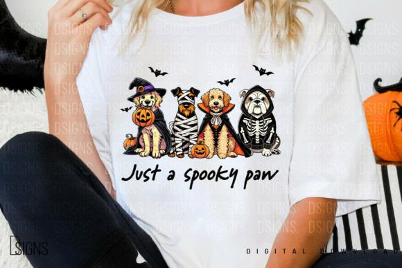 Dog Halloween Just a Spooky Paw Shirts